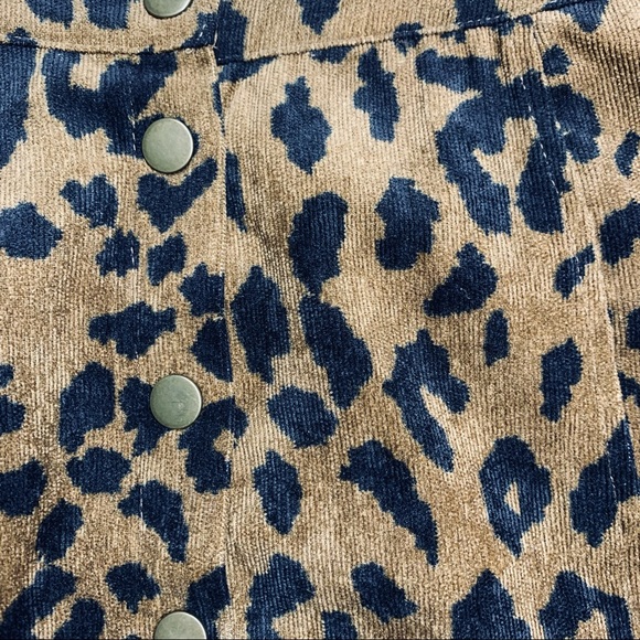 Eye of the Needle Leopard Print Corduroy Button Front Skirt size M - Picture 6 of 12